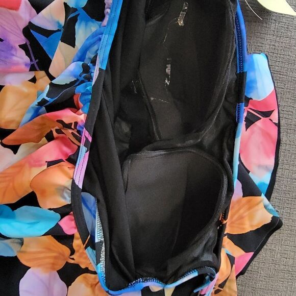 Gottex Woman Color Rush Ruffled One Shoulder black floral One Piece Swimsuit 12 - Picture 12 of 15